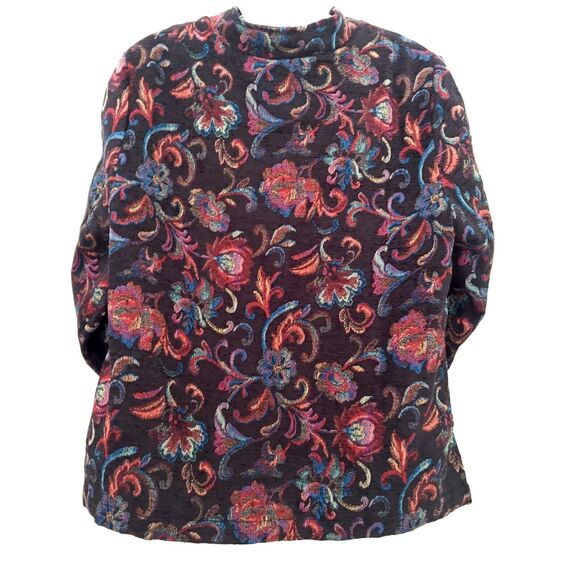 TOG Shop Blazer Petite Large Jacquard Floral Tapestry Jacket Black Colorful - Picture 8 of 12